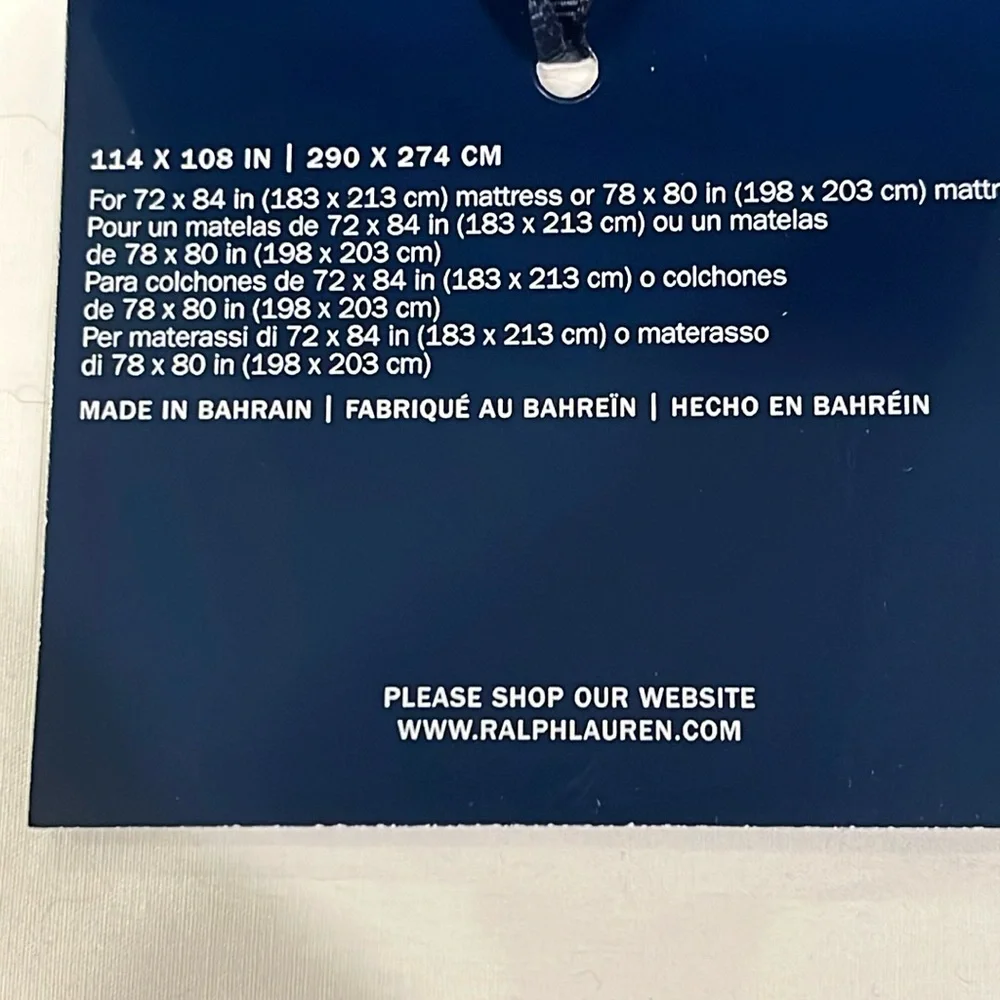 Ralph Lauren Palmer Percale King Flat Sheet Organic Cotton 464 Thread Count grey